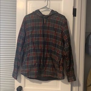 Women’s LL Bean XL Hooded Zip Relaxed Fit Flannel
